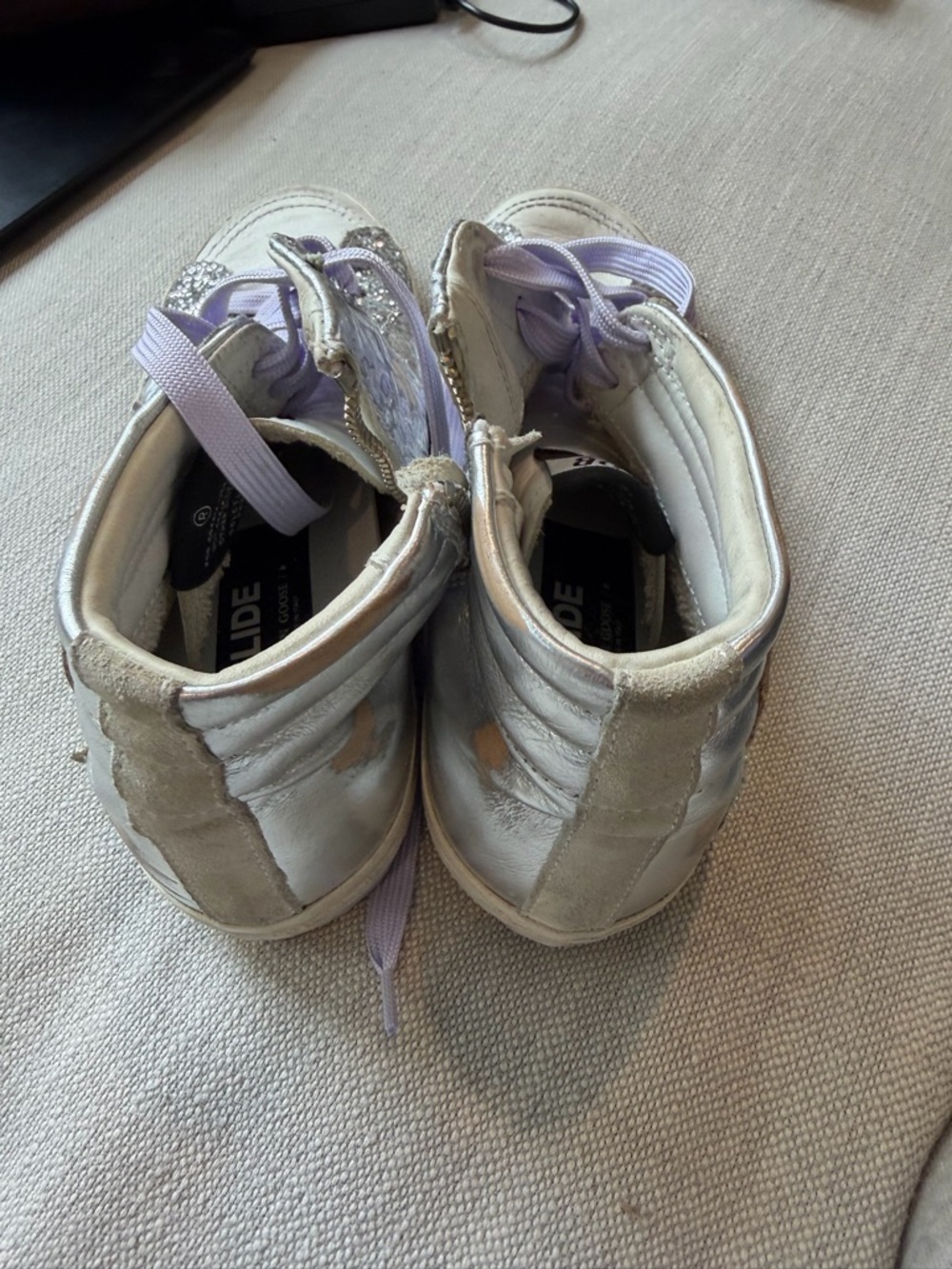 Golden Goose Silver Glitter & Purple High-Top Sneakers - Picture 5 of 8